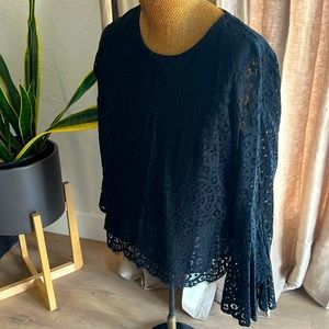 Long sleeve black lace blouse